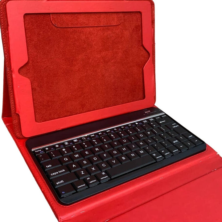 Red Brookstone 7" by 9.5" Tablet Case w Stand Keyboard Closure Flap Faux Leather