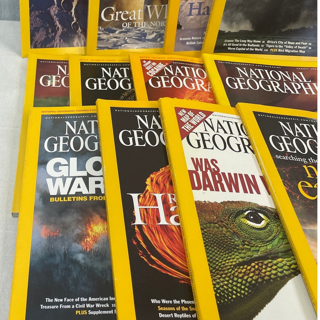 Vintage 2004 National Geographic Magazine FULL Year 12 Issues W Maps Supplements