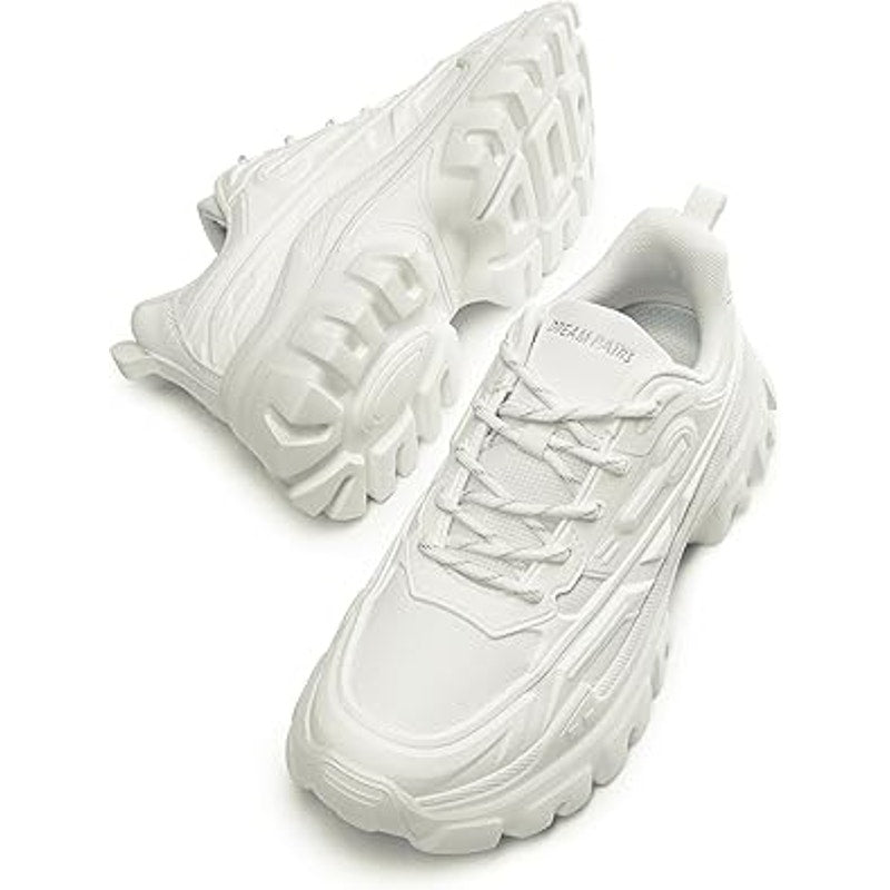 Dream Pairs Womens Size 7.5 White Lace Up Chunky Platform Athletic Sneaker Shoes