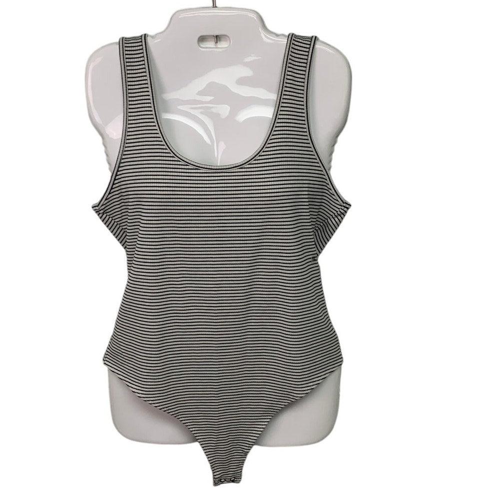 New American Eagle Womens XL Striped Thin Strap Snap Closure One Piece Bodysuit