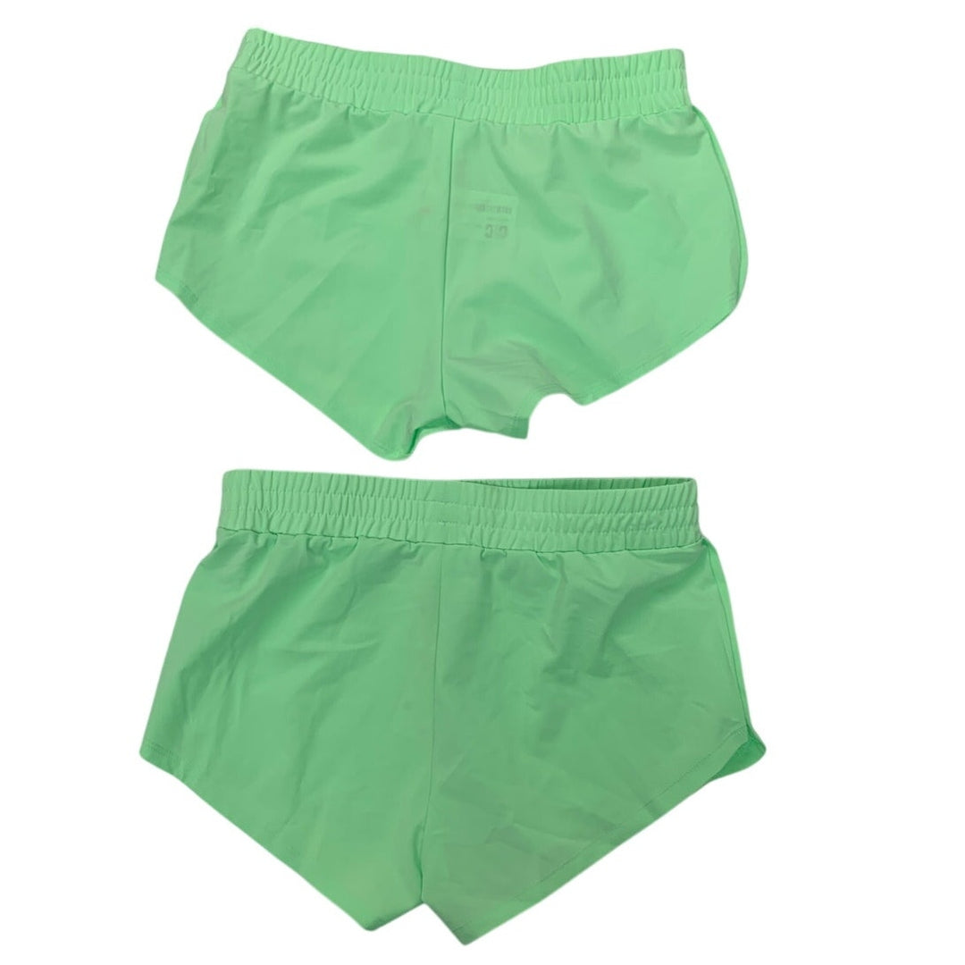 2 NWT New Cat &amp; Jack Girls Medium (8) Bright Lime Elastic Waist Short Shorts