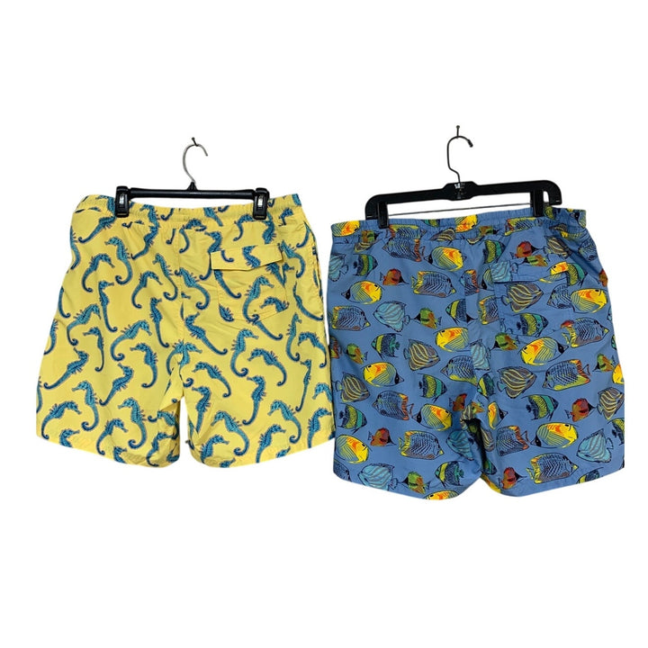 Lot of 2 Club Room Mens Large Sea Horse Fish Drawstring Waist Swim Shorts