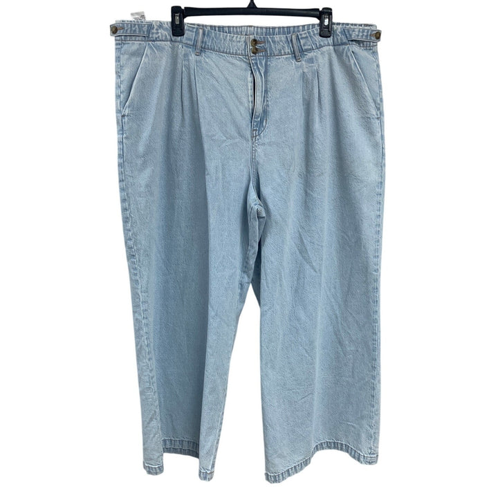 New American Eagle Womens Plus Size 22 Blue Cotton Blend Wide Leg Trouser Pants