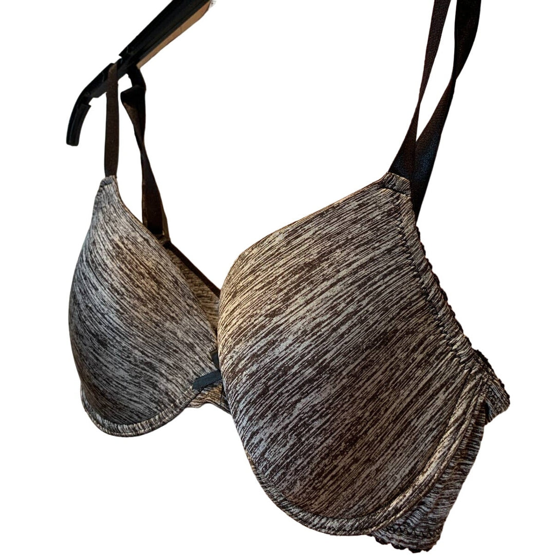 Be Fabulous 34C Underwire Silver &amp; Black Blend Polyester 2-Hook Bra EUC
