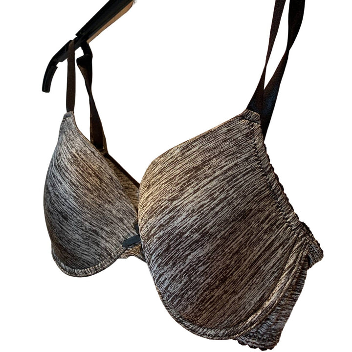 Be Fabulous 34C Underwire Silver &amp; Black Blend Polyester 2-Hook Bra EUC
