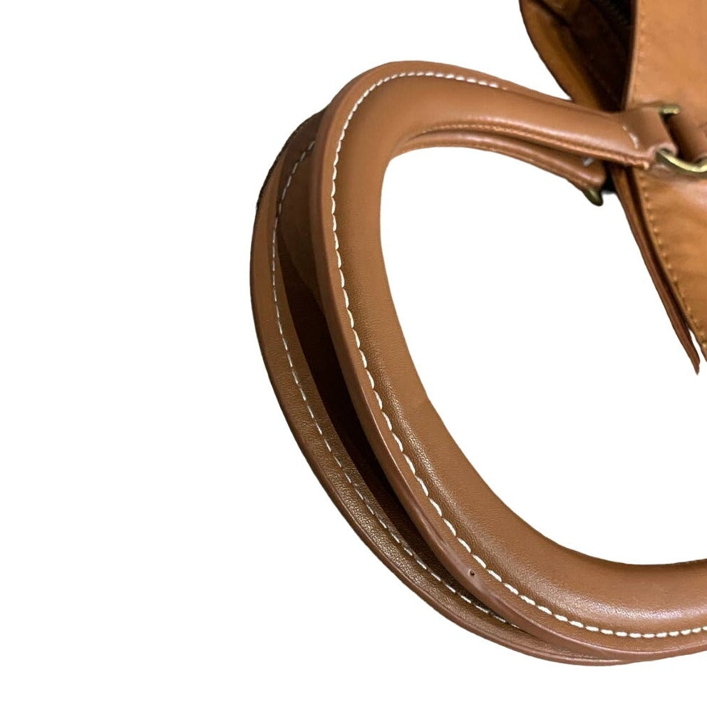 Universal Thread Cognac Brown Faux Leather Small Handbag w Lots of Pockets