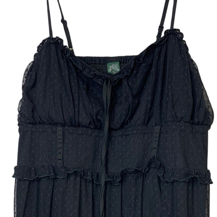Wild Fable Womens XXL Black Sleeveless Thin Strap Padded Layered Babydoll Dress