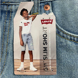 New Levi's Boys Size 14 Regular 511 Slim 100% Cotton Denim Jean Knee Shorts