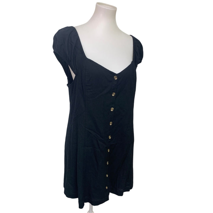 New American Eagle Womens Large Front Button Off Shoulder Linen Blend Dress