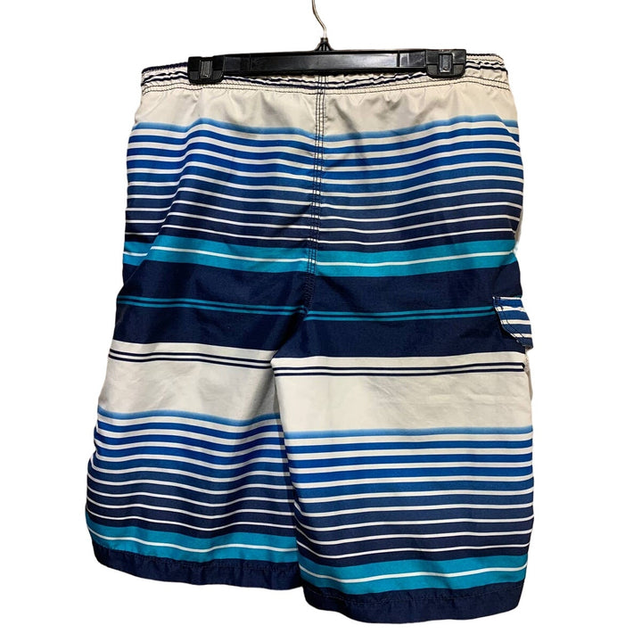 Kanu Surf Boys XL (18/20) Long Striped Inner Webbed Swim Trunks Board Shorts