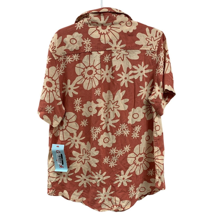 2 New Cat &amp; Jack Boys Small (6/7) Short Sleeve Floral Melon Button Up Shirts