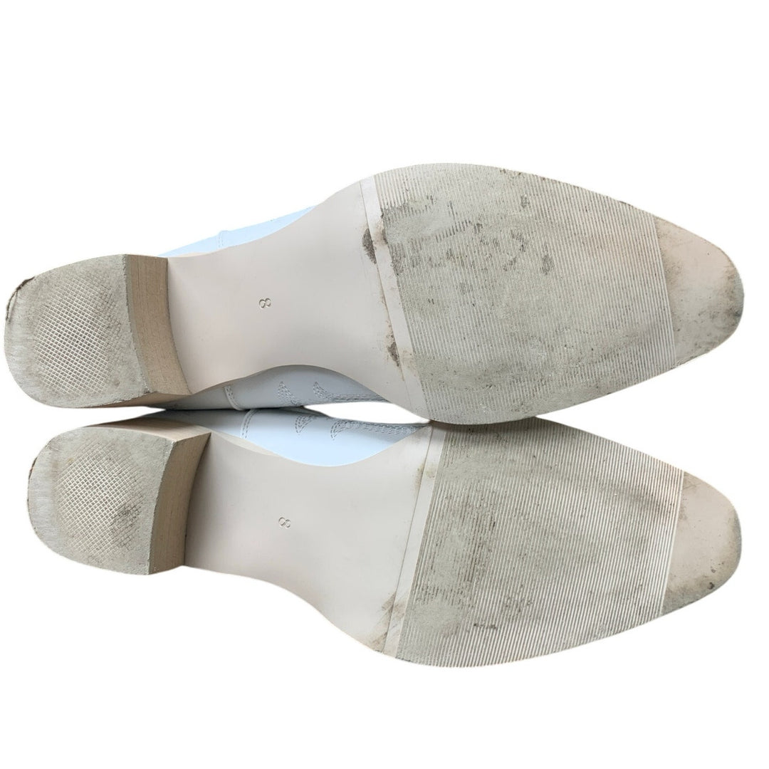 IUV Womens Size 8 White Faux Leather 2" Block Heel Pull On Western Cowboy Boots