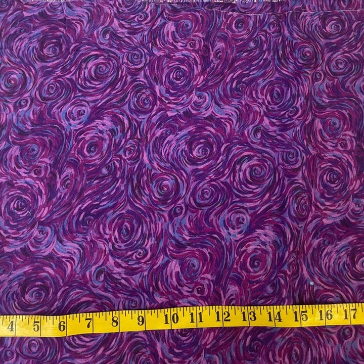 2yds 100% Cotton Purple Blue Swirl Stripe Quilting Craft Sewing Fabric Remnant
