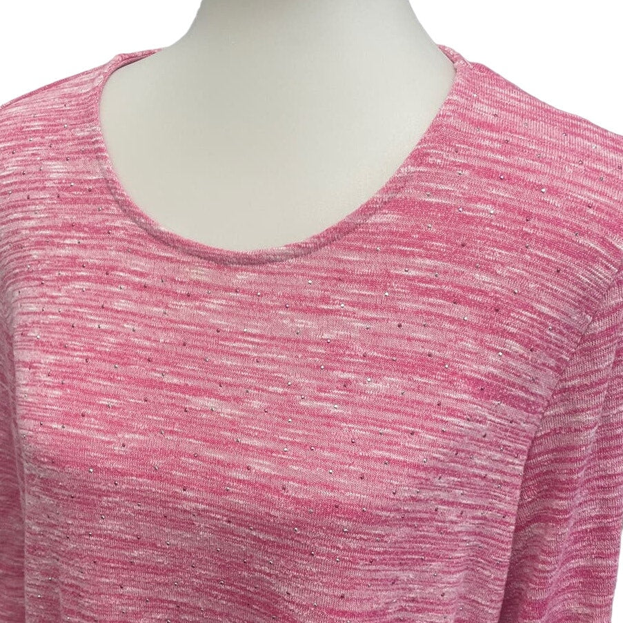 Croft &amp; Barrow Large Long Sleeve Sparkle Studded Rayon Blend Soft Top