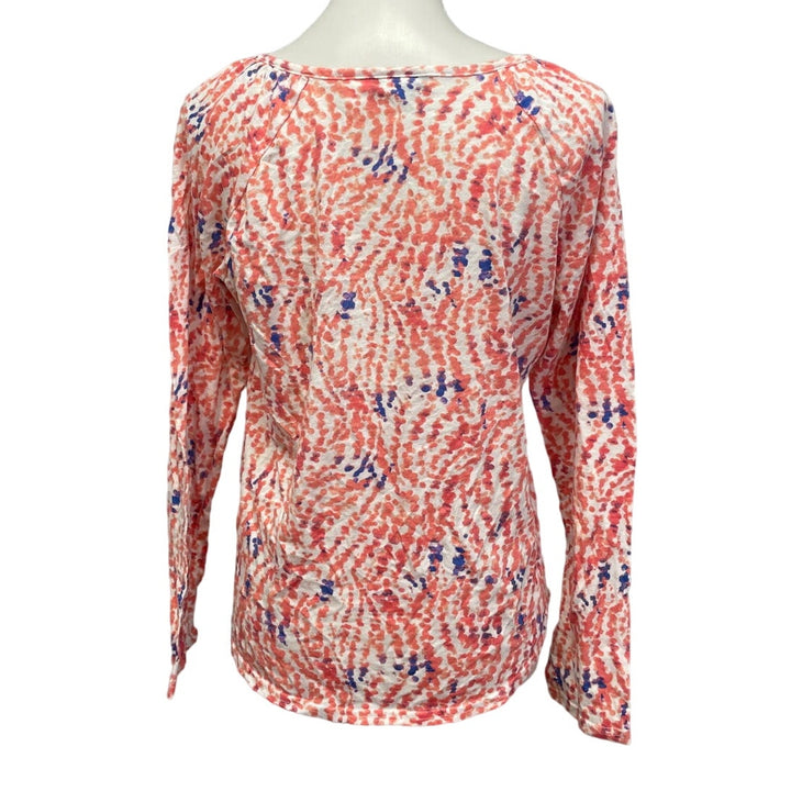 Basic Editions Womens Medium Long Sleeve PolyCotton V-Neck Polka Dot Top