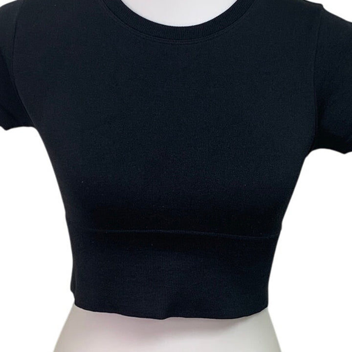New OFFLINE By Aerie Womens Small Black Sidewalk Seamless Cropped T-Shirt Tee