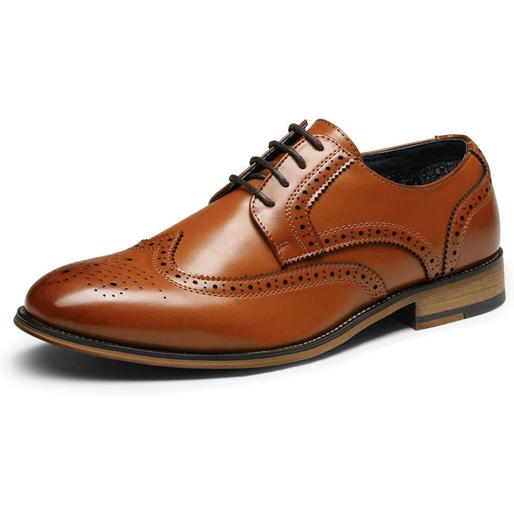 Bruno Marc Mens Size 10.5 Brown Faux Leather Lace Up Soft Cap Toe Oxford Shoes