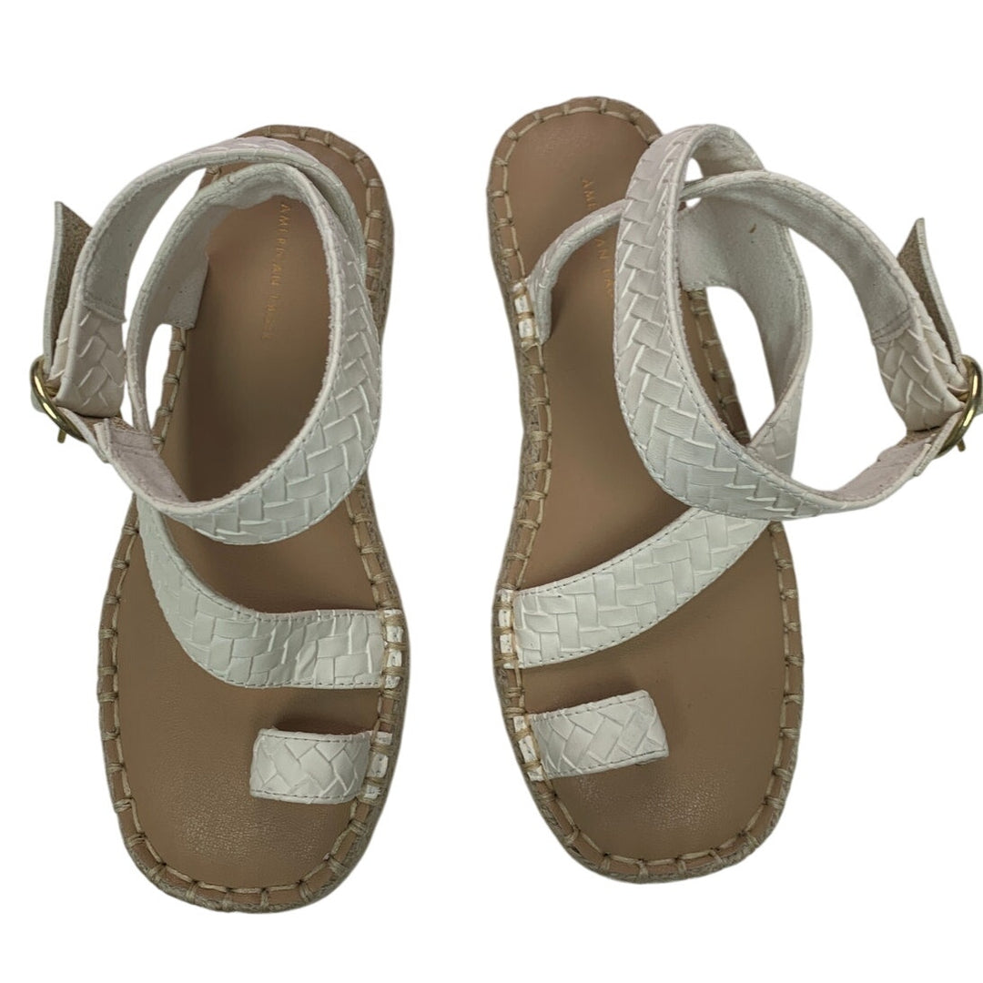 New American Eagle Womens US Size 8 Espadrille Ankle Wrap Faux Leather Sandals