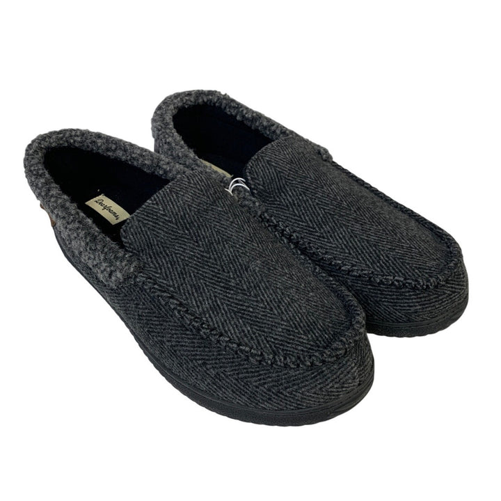 Dearfoams Mens Large 11-12 Gray Tweed Memory Foam Washable House Slippers