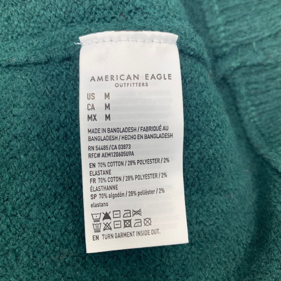 New American Eagle Mens Medium Long Sleeve Cotton Blend Crew Neck Green Sweater