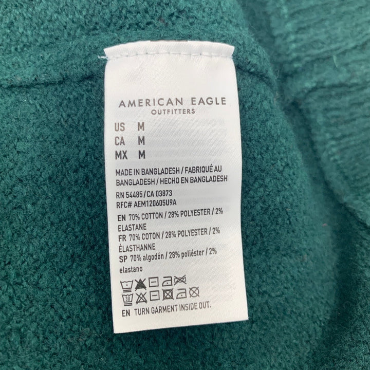 New American Eagle Mens Medium Long Sleeve Cotton Blend Crew Neck Green Sweater