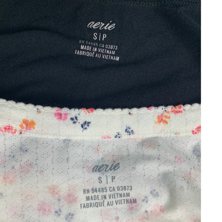2 New Aerie Womens Small Floral Scalloped Front Button Thin Strap Tank Tops