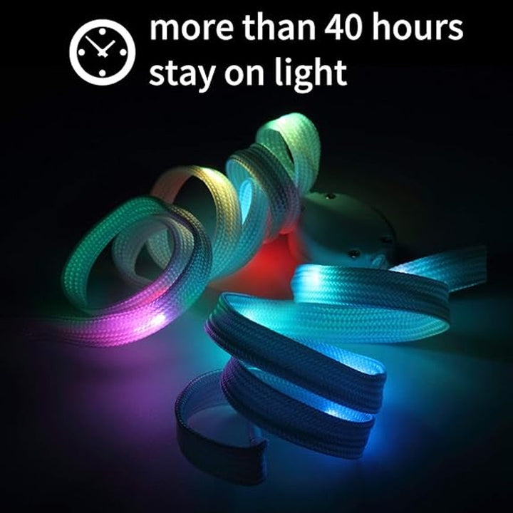 2 Pairs New Light Up Shoelaces, 3 Modes 7 Colors Flashing Colorful Shoestrings