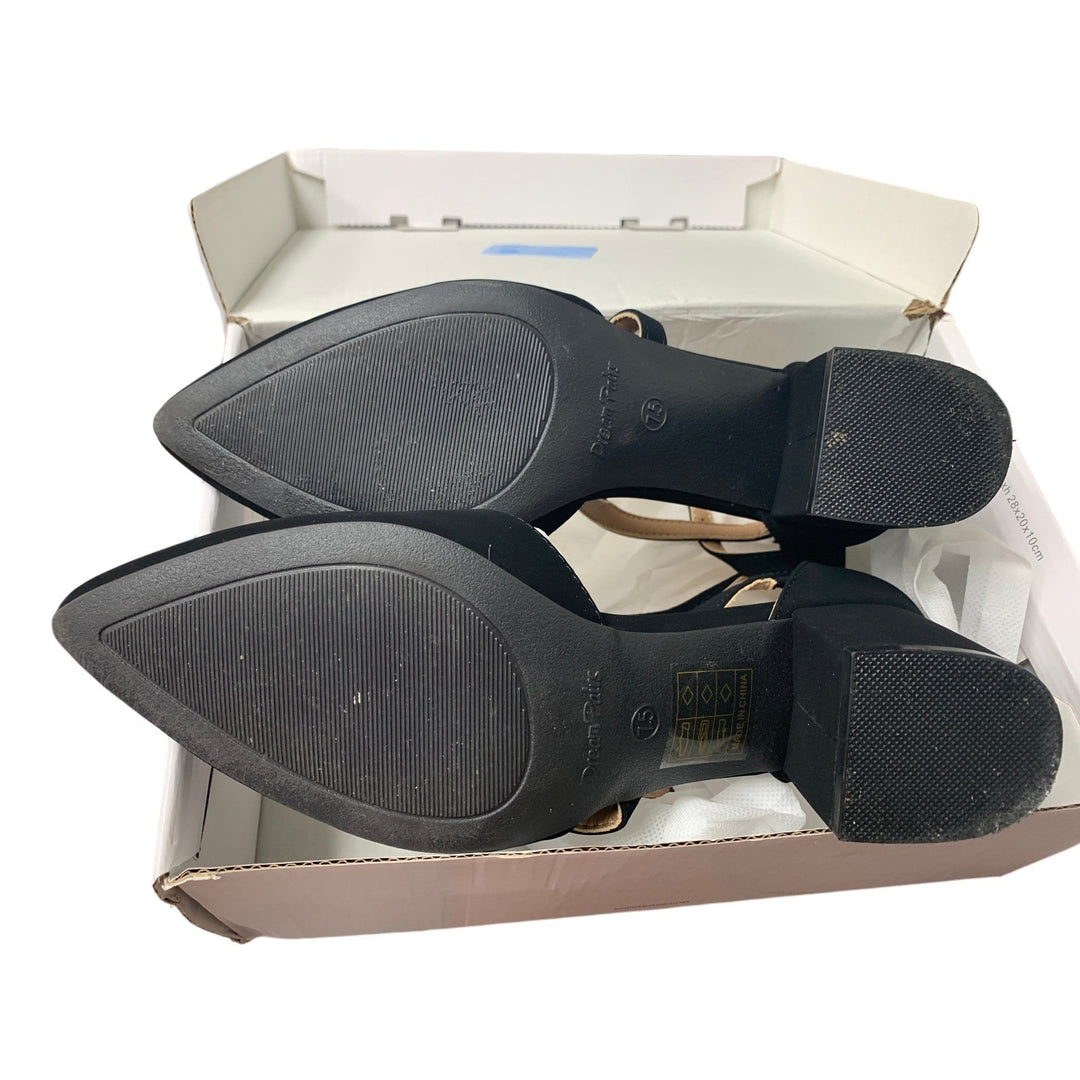 Dream Pairs Womens Size 7.5 Black Faux Suede Closed Toe 2.25" Block Heel Shoes