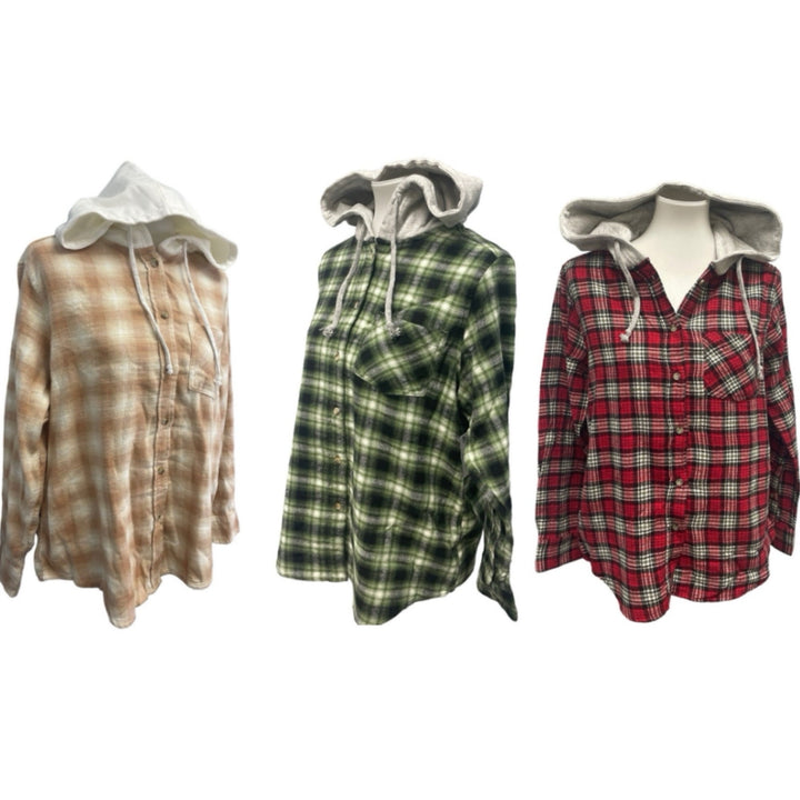 Wholesale Lot of 18 New Time &amp; True Plaid Hoodie Shirts