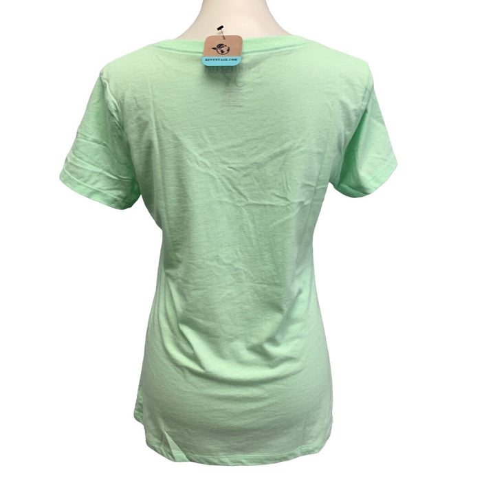 New Hand Printed Dandelion Womens Medium Cotton Blend Short Sleeve VNeck Tee