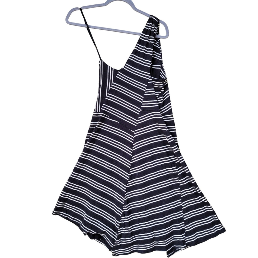 New Anthropologie Maeve Womens Medium Striped One Shoulder Asymmetrical Dress