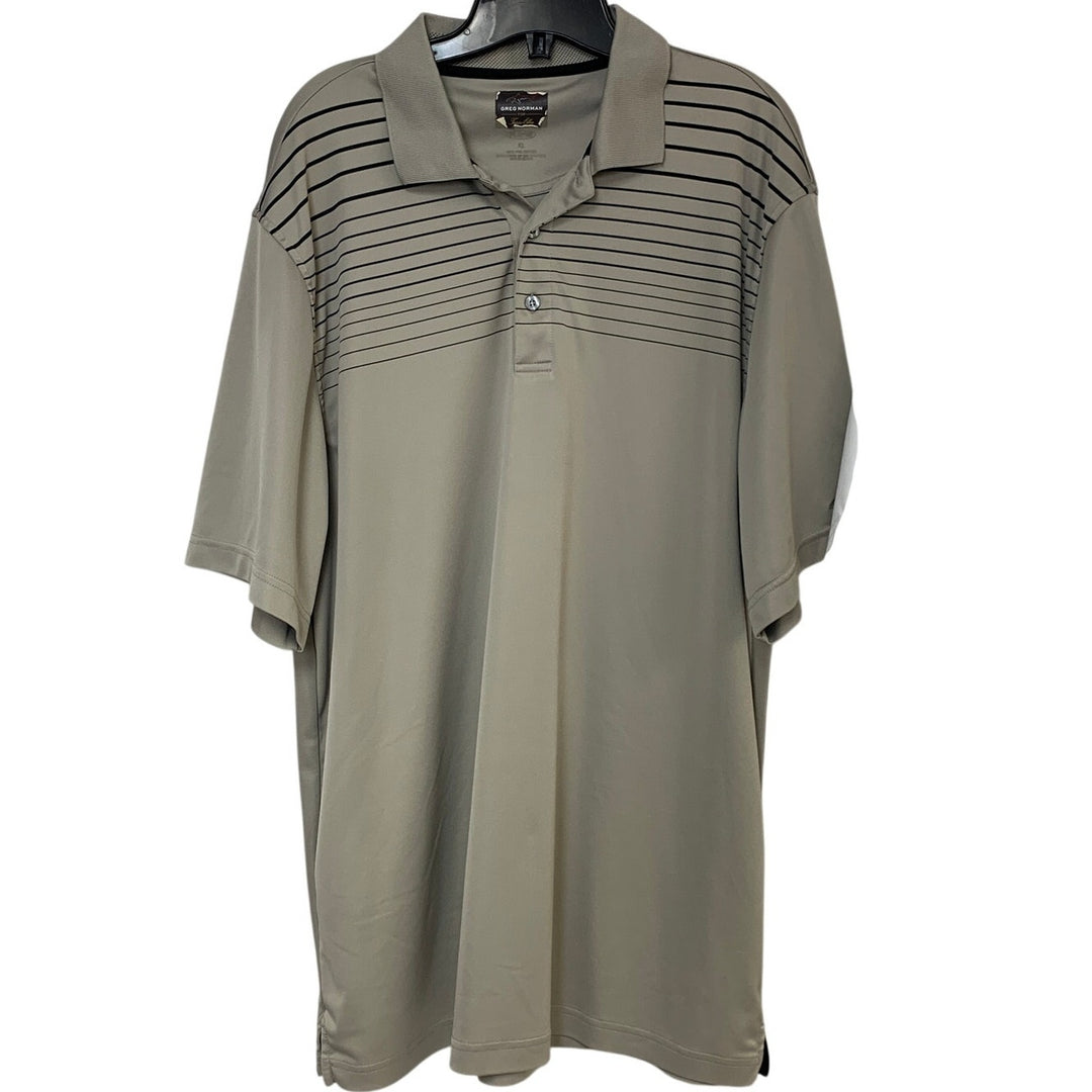 Lot of 2 Greg Norman Tasso Elba Mens XL Striped Short Sleeve Polo Shirts