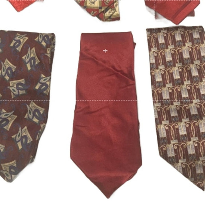 Lot of 6 Gold Red Silver Solid Geometric Vintage and Modern Mens Neck Ties