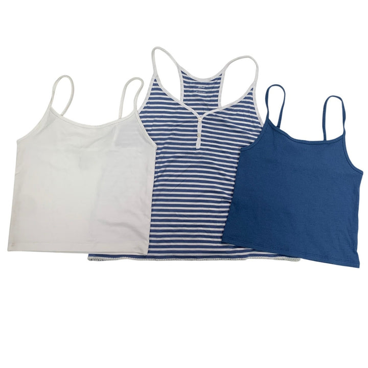 3 New American Eagle Womens Small Ribbed Striped Spaghetti Strap Tank Tops