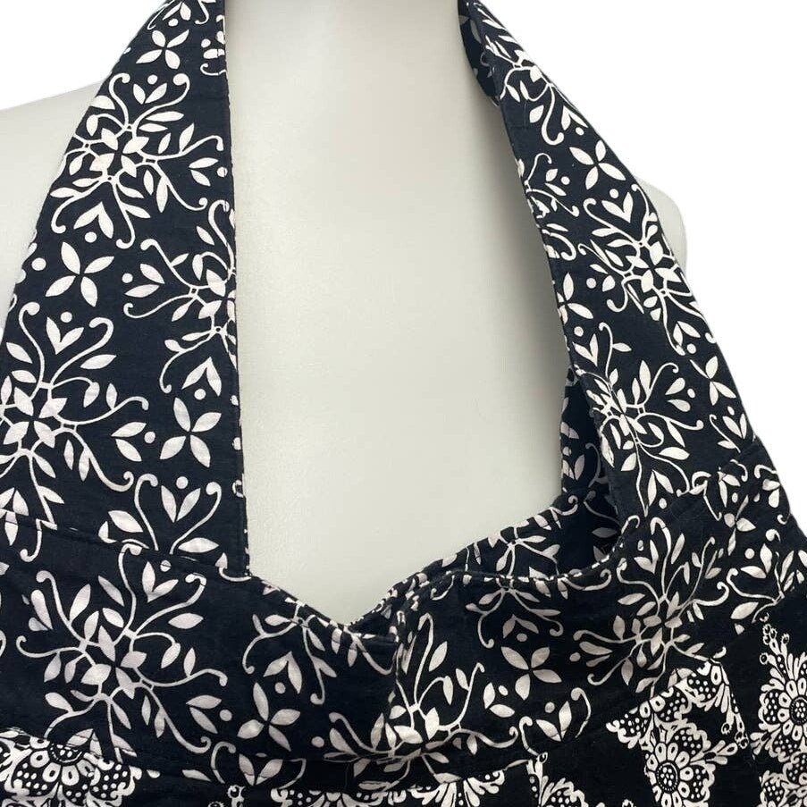 Handmade Clover Daisy Black White PolyCotton Satchel Handbag Purse Shoulder Bag