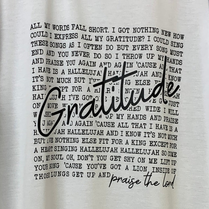 New Hand Printed Mens XL White Gratitude Bible Quote Short Sleeve Athletic Tee