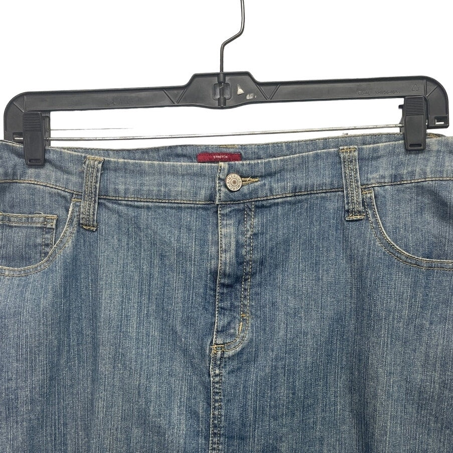 Merona Womens Plus Size 18W Stretch Cotton Short Blue Jean Denim Pencil Skirt