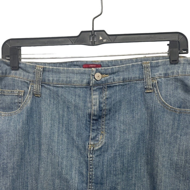 Merona Womens Plus Size 18W Stretch Cotton Short Blue Jean Denim Pencil Skirt