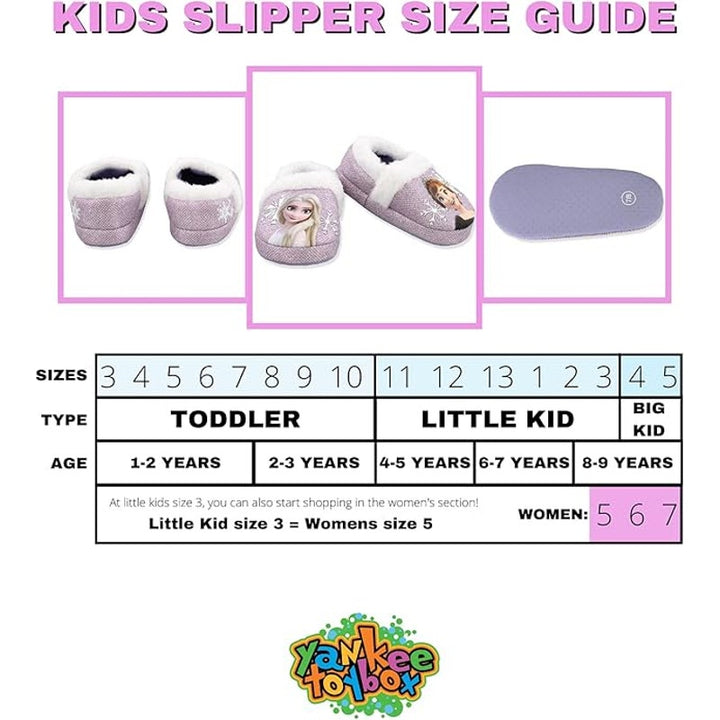 Disney Frozen Toddler Girls 5/6 Purple Elsa Anna Slippers Slip On House Shoes