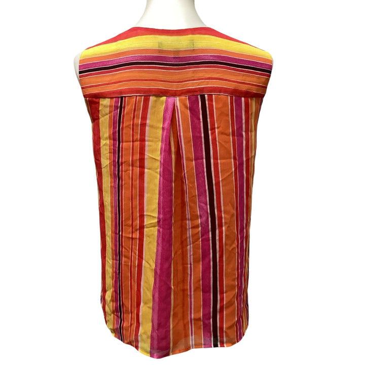 Jones New York Womens Size 6 Striped Sleeveless V-Neck 100% Polyester Blouse