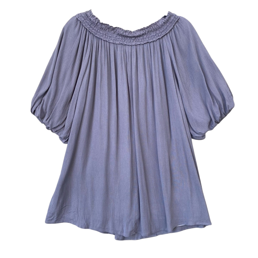 NWT New Entro Womens Medium 3/4 Sleeve Off-Shoulder Lined Mini Peasant Dress