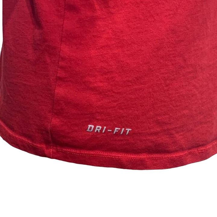 Nike Mens Small Red Althletic Cut Dri Fit Short Sleeve PolyCotton Tee Shirt