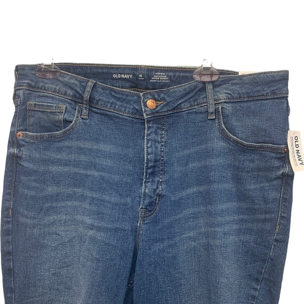 New Old Navy Womens 16 Distressed Short High Rise Rockstar Super Skinny Jeans