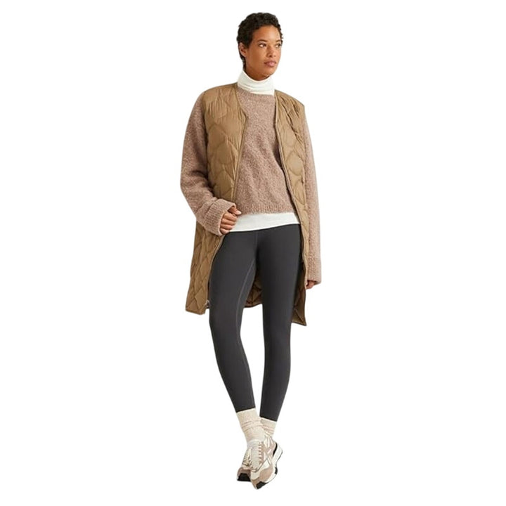 New Eddie Bauer Womens Camel Gold 650FP Down Shaw Zip Up Long Puffer Vest
