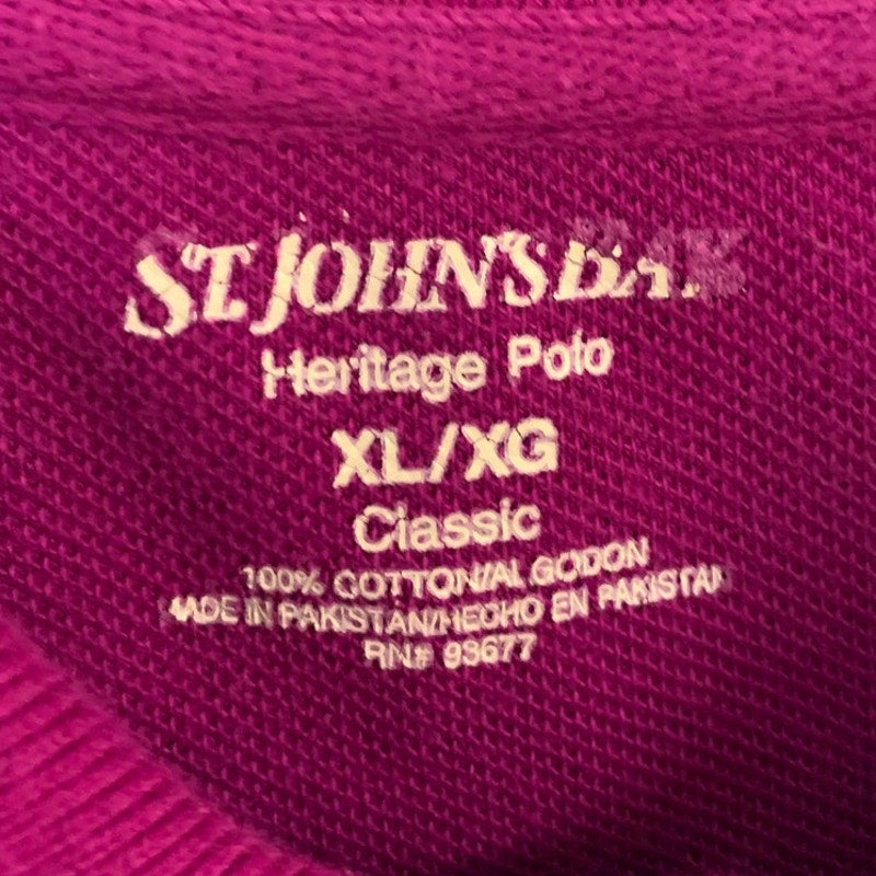 Lot of 2 St Johns Bay Mens XL Classic Cotton Stripe Short Sleeve Polo Shirts EUC