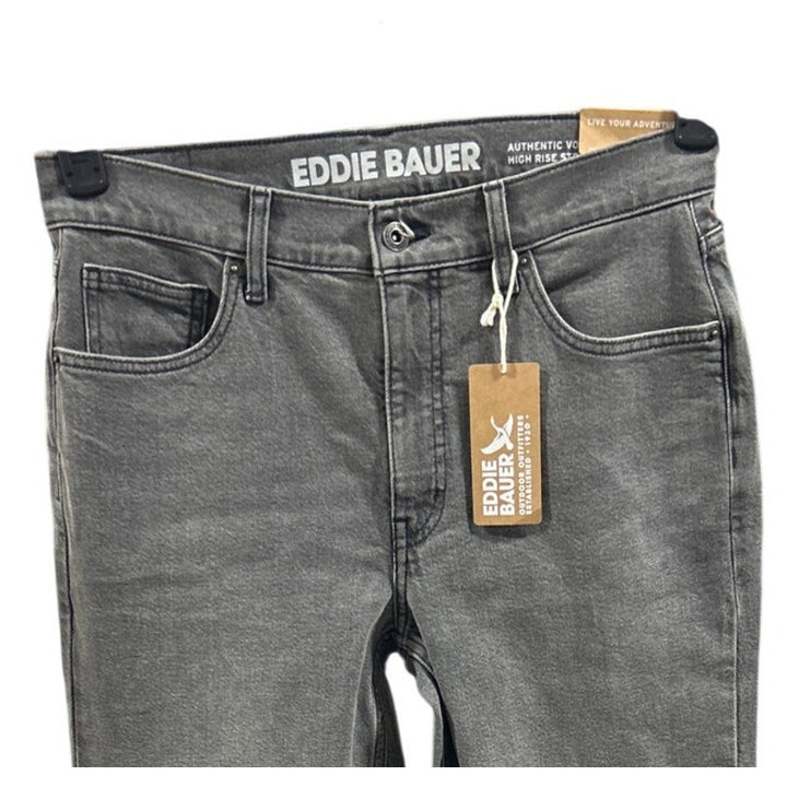New Eddie Bauer Womens Washed Black Authentic Voyager High Rise Straight Jeans