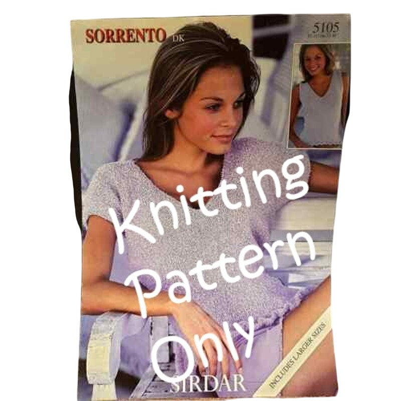New Sirdar 5105 Sorrento Short Sleeve Sweater Knitting Pattern w Larger Sizes