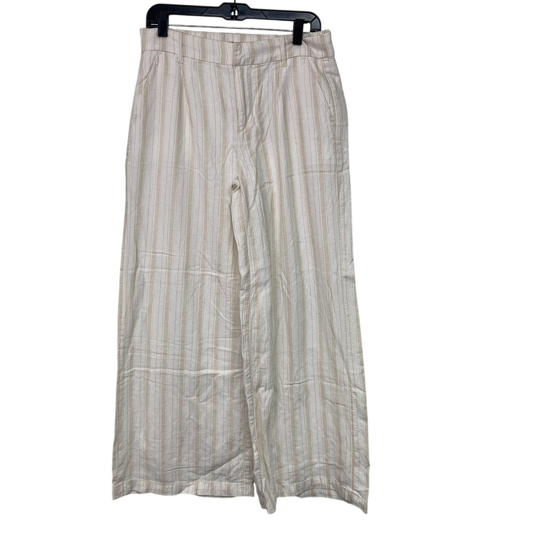 New American Eagle Womens Size 4 Striped High Rise Linen Trouser Wide Leg Pants