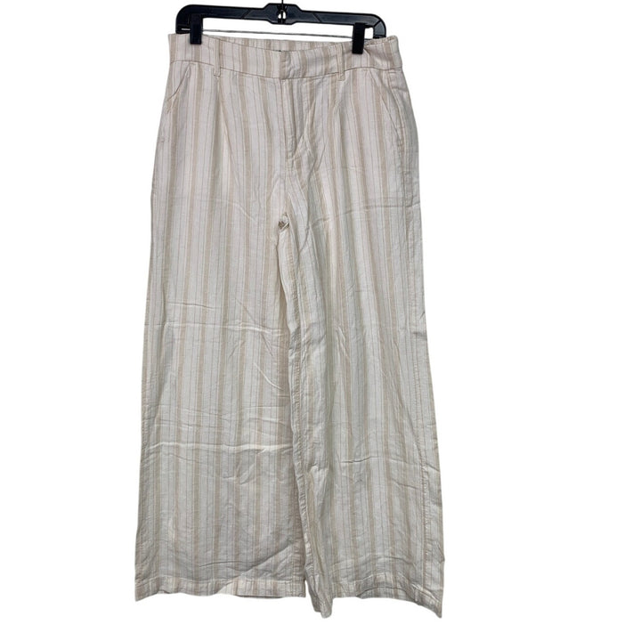New American Eagle Womens Size 4 Striped High Rise Linen Trouser Wide Leg Pants