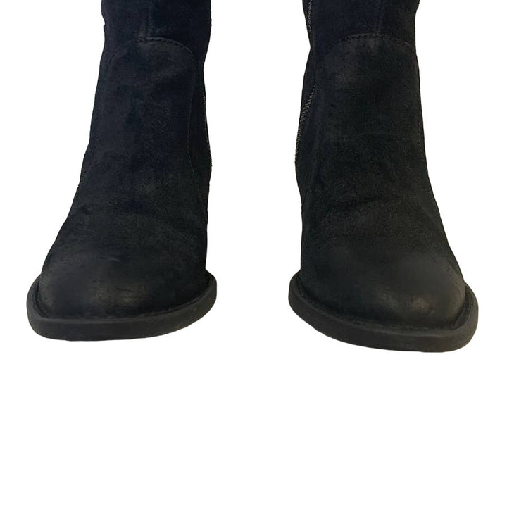 Born Womens US Size 6 Genuine Suede Leather Zip Up Mid Calf 2" Heeled Boots